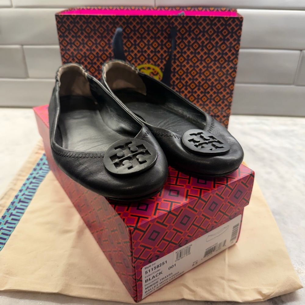Tory Burch Minnie Travel ballet Black Flats - Picture 6 of 14